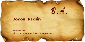 Boros Aldán névjegykártya